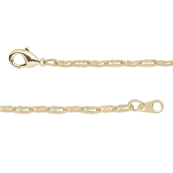 Chain, gold-finished brass, 2.6mm clover, 18 inches with lobster claw clasp. Sold individually. image number 0