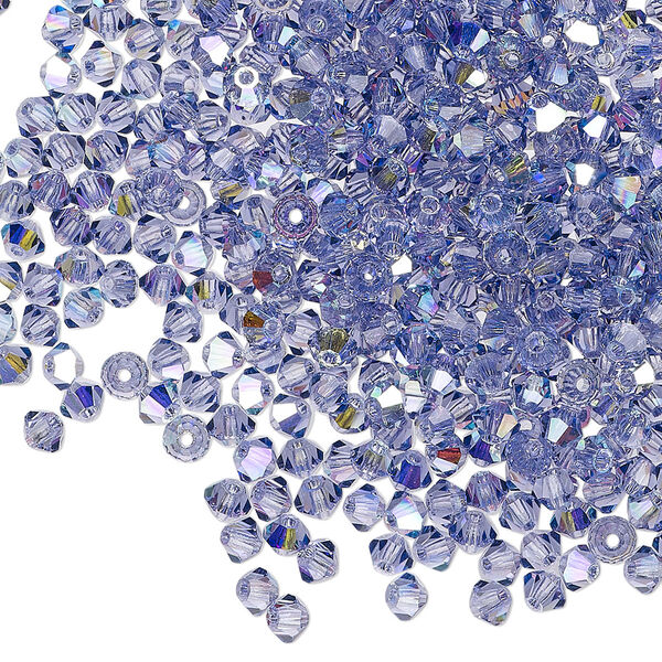 Bead 48pk tanzanite AB, Preciosa Czech crystal 3mm bicone image number 0