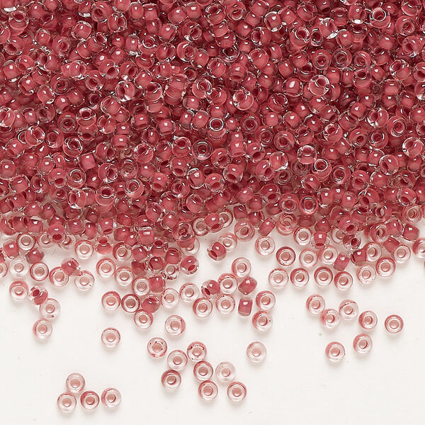 Seed bead, Preciosa Ornela Czech glass, pkg/50g, #11 rocaille, transparent terra intensive brown-lined clear, (08A18). image number 0