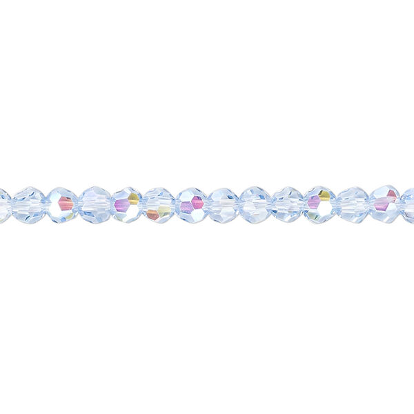 Bead 1pk 32 facets translucent light blue AB, Celestial Crystal® 4mm round 15.5-16 inch image number 0