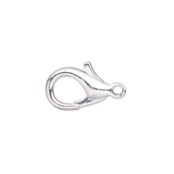 Clasp, lobster claw, silver-plated brass, 17x11mm. Sold per pkg of 100. image number 0
