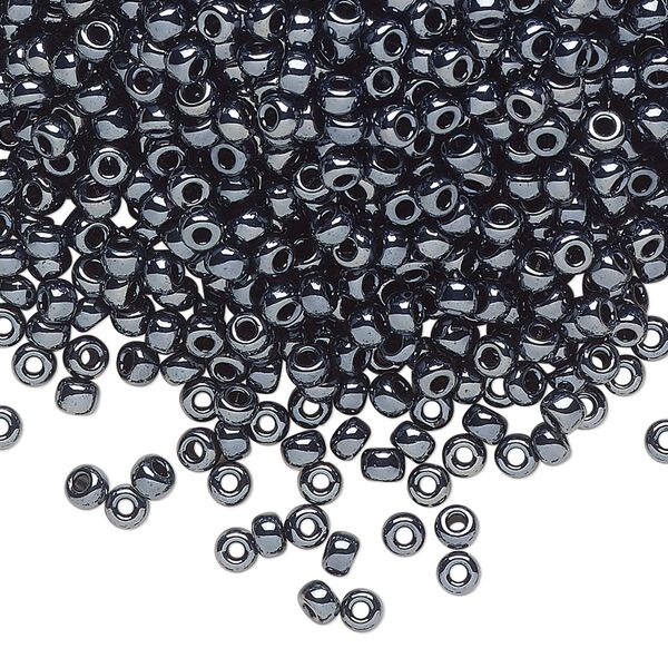 Seed bead, Miyuki, glass, pkg/250g, #8 rocaille, opaque metallic gunmetal, (RR-451). image number 0
