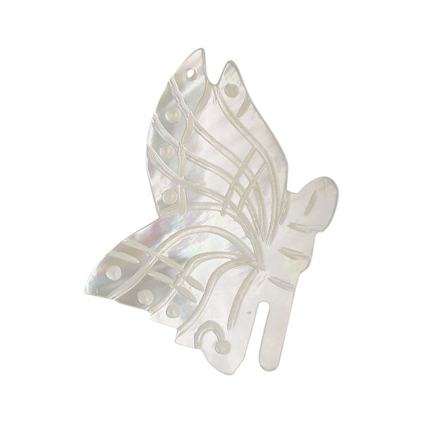 Focal, mother-of-pearl shell (natural), 30x18mm hand-carved butterfly, Mohs hardness 3-1/2. Sold individually. image number 0