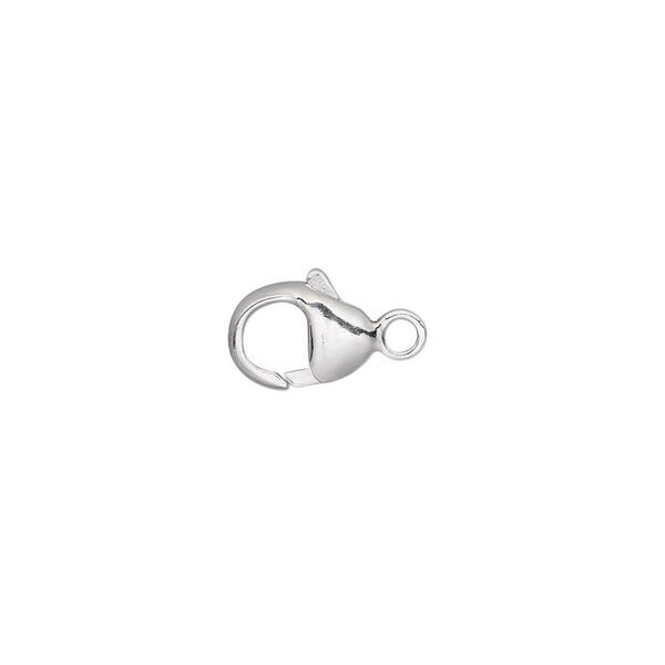 Clasp, lobster claw, sterling silver, 9x7mm oval. Sold individually. image number 0