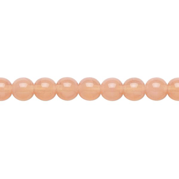 Bead, Preciosa, Czech glass druk, translucent pink opal, 6mm round. Sold per 15-1/2" to 16" strand. image number 0