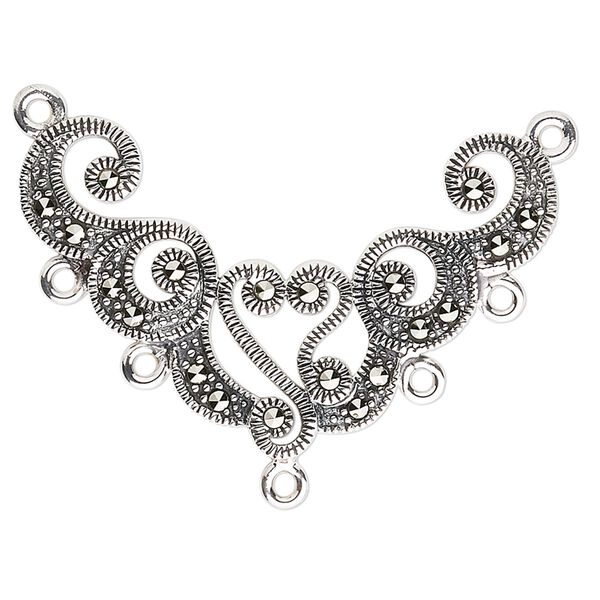 Marcasite / sterling silver 1pkg1, fancy focal natural 38x24mm image number 0