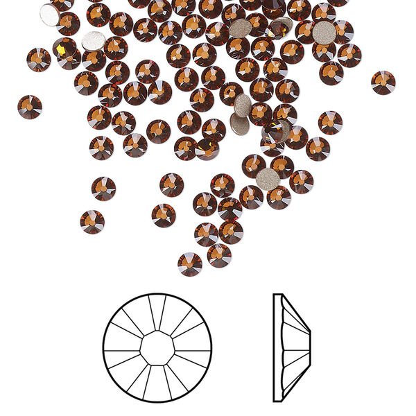Flat back 1440pk light amber foil back, Swarovski® 2.5-2.7mm rose round SS9 2058 image number 0