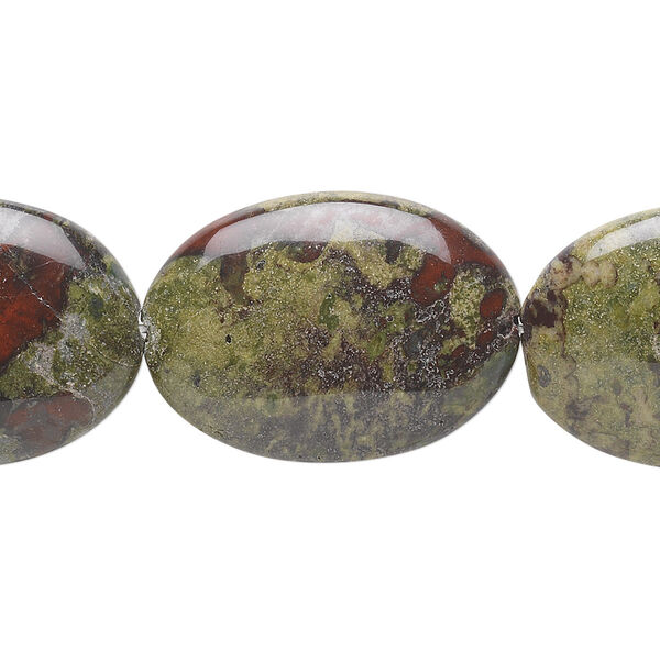 Dragon blood jasper 1pkg1, flat oval bead natural 15.5-16 inch 25x18mm image number 0