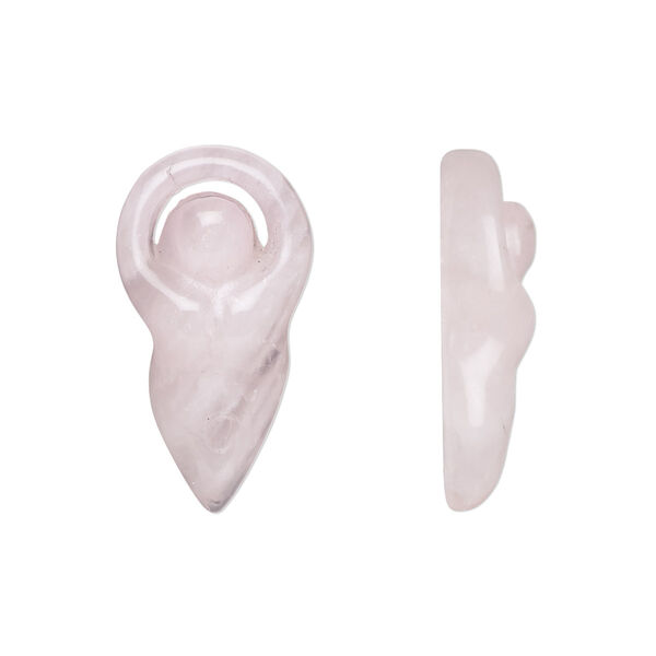 Rose quartz 1pkg1, hand-cut undrilled goddess component B grade, 24x12mm-26x13mm image number 0