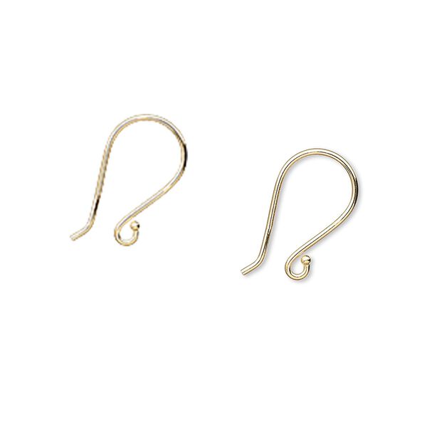 Ear wire French hook 1pkg2 14Kt gold, 13mm ball / open loop, 22 gauge 1 pair image number 0