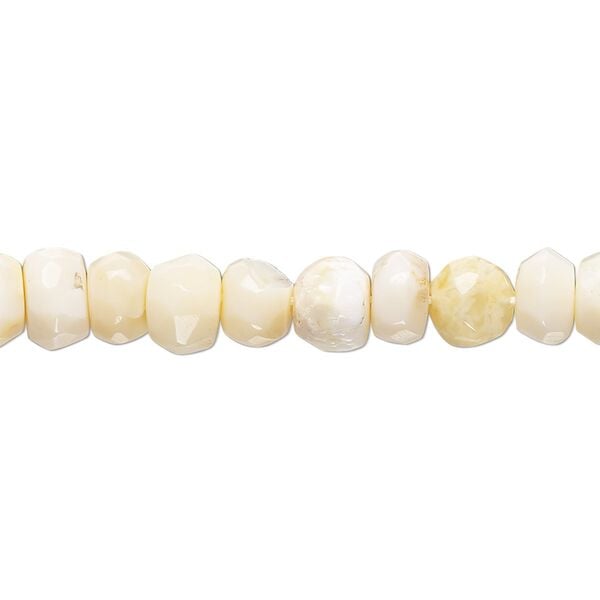 White opal 1pkg1, hand-cut faceted rondelle bead natural 14 inch 6x4mm-8x5mm image number 0