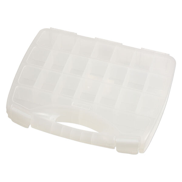Organizer box, plastic, clear, 14-1/2 x 12-1/2 x 2 1/2-inch, 21 compartments. Sold individually. image number 2