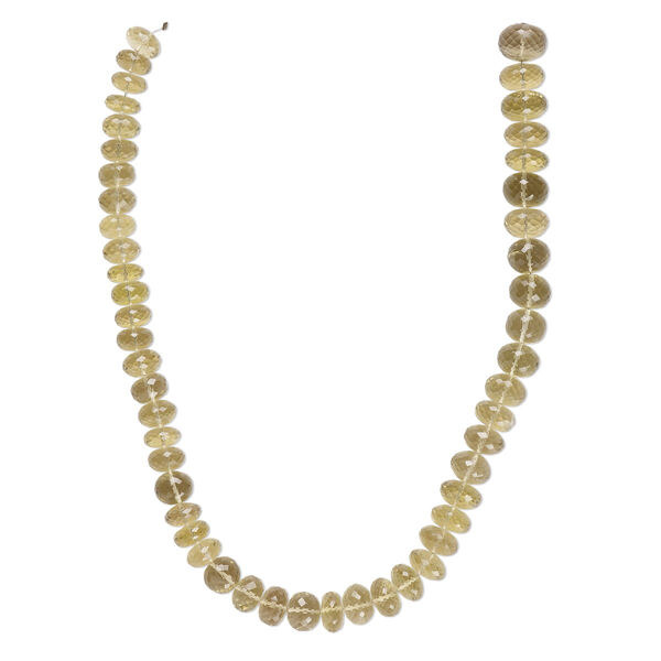 Lemon quartz 1pkg1, hand-cut micro-faceted rondelle bead 15 inch graduated 9x5mm-14x11mm image number 0