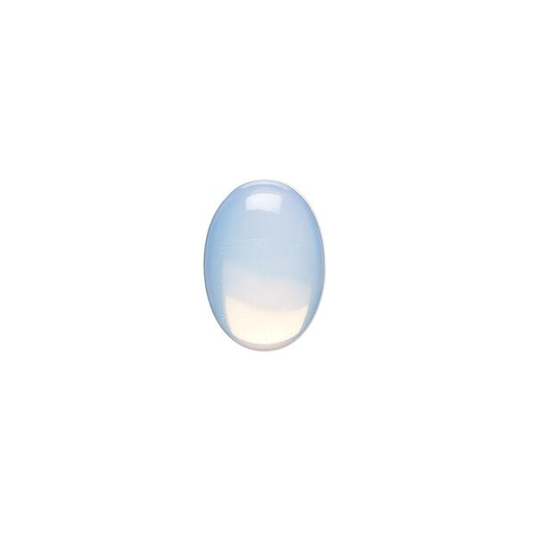 Cabochon, sea "opal" (glass), 14x10mm calibrated oval. Sold per pkg of 10. image number 0