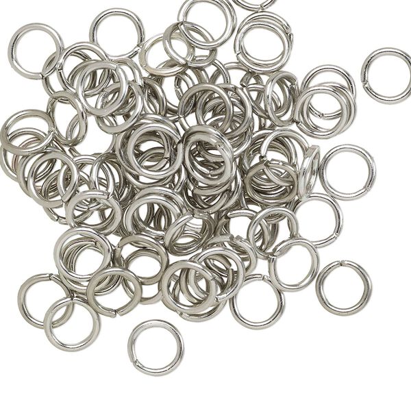 Jump ring, anodized aluminum, metallic grey, 6mm round, 4.2mm inside diameter, 18 gauge. Sold per pkg of 100. image number 0