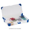 Organizer, acrylic and rubber, clear and blue, 8 x 4-1/4 x 1-1/4 inch rectangle, 5-12 adjustable compartments. Sold individually. image number 0