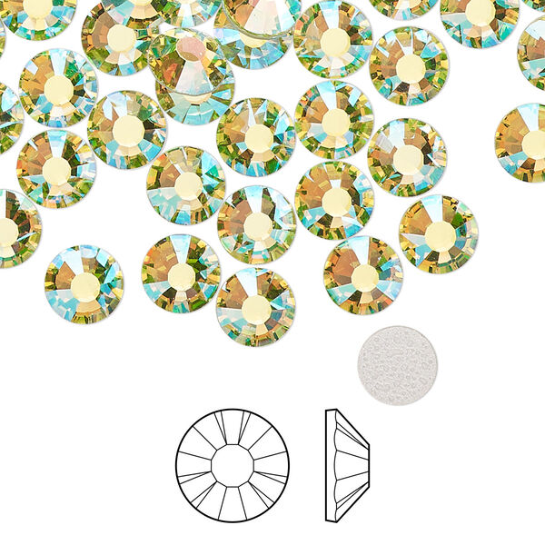 Flat back 24pk limecicle AB foil back, Preciosa MAXIMA Czech crystal hotfix rhinestone 6.3-6.5mm chaton rose round SS30 image number 0