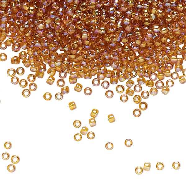 Seed bead, TOHO BEADS®, glass, pkg/7.5g, #11 round, translucent rainbow topaz (TR-11-162C). image number 0