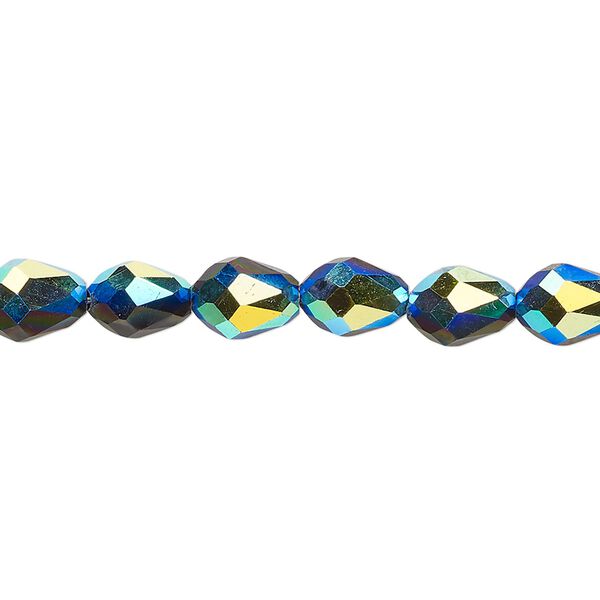 Bead Celestial Crystal® 1pkg60, 8x6mm teardrop / 66 facets, opaque black AB image number 0