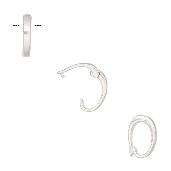 Bail, sterling silver, 10x8mm hinged oval, 8mm grip length. Sold individually. image number 0