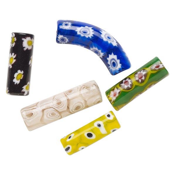Bead mix, lampworked glass, multicolored, 16x11mm-45x23mm column. Sold per pkg of 5. image number 0