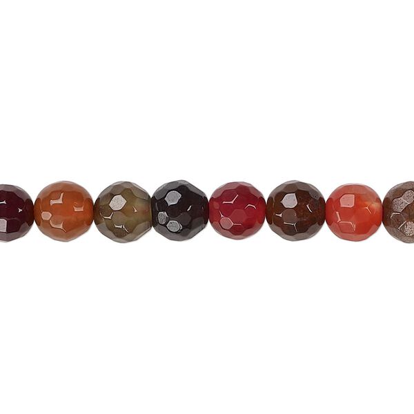 Multi-agate / quartz 1pkg1, faceted round bead 15.5-16 inch 5-6mm image number 0