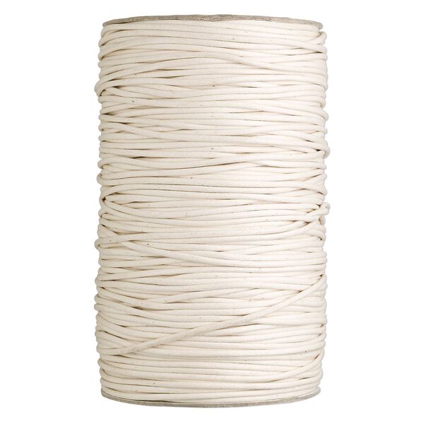 Cord, waxed cotton, ivory, 3mm round. Sold per 300-yard spool. image number 0
