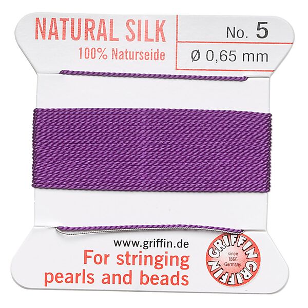 Thread, Griffin, silk, amethyst purple, size #5. Sold per 2-meter card (approximately 78 inches). image number 0