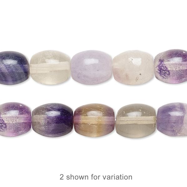 Rainbow fluorite 1pkg1, oval bead natural 15.5-16 inch 10x8mm image number 0