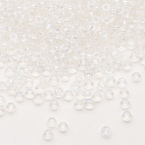 Seed bead, Preciosa Ornela Czech glass, pkg/50g, #8 rocaille, translucent blue iris clear, (58135). image number 0