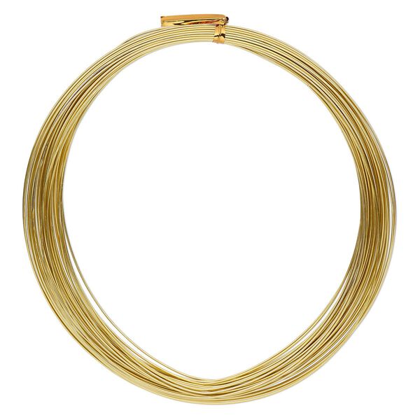 Wire, anodized aluminum, gold, round, 20 gauge. Sold per pkg of 45 feet. image number 0