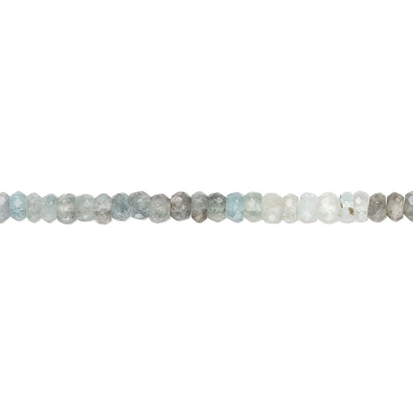 Moss aquamarine 1pkg1, hand-cut faceted rondelle bead shaded 13 inch 3x1mm-4x2mm image number 0