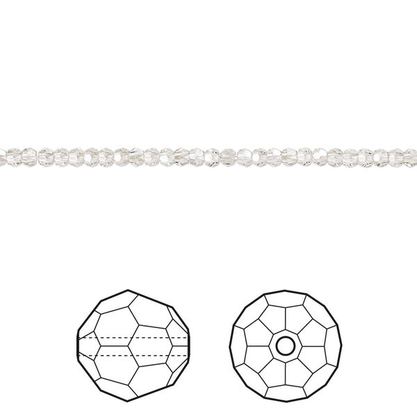 Bead 36pk crystal silver shade, Crystal Passions® 2mm round 5000 image number 0