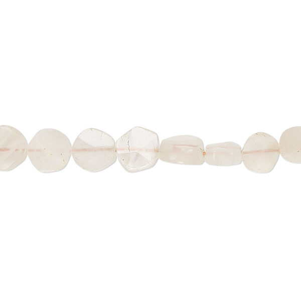 Peach moonstone 1pkg1, hand-cut faceted flat round bead natural 8 inch 6-7mm image number 0