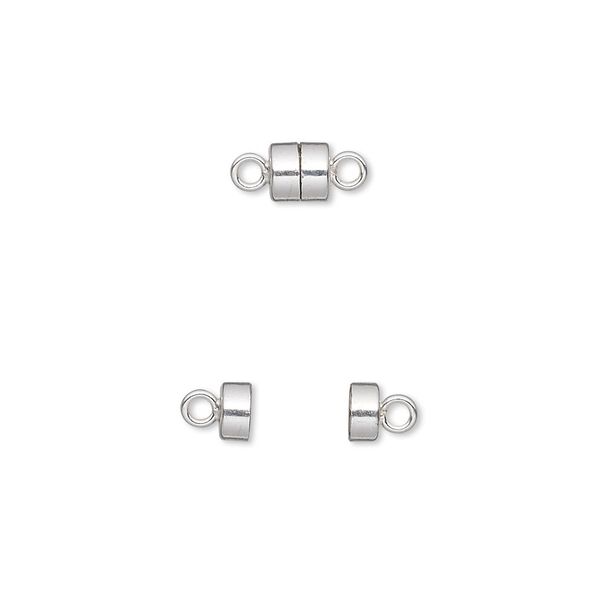 Clasp, magnetic, sterling silver, 5x4.5mm barrel. Sold individually. image number 0