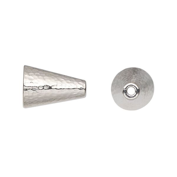 Cone, TierraCast®, "Hammertone" collection, white bronze-plated pewter (tin-based alloy), 15x10mm with hammered design. Sold per pkg of 2. image number 0