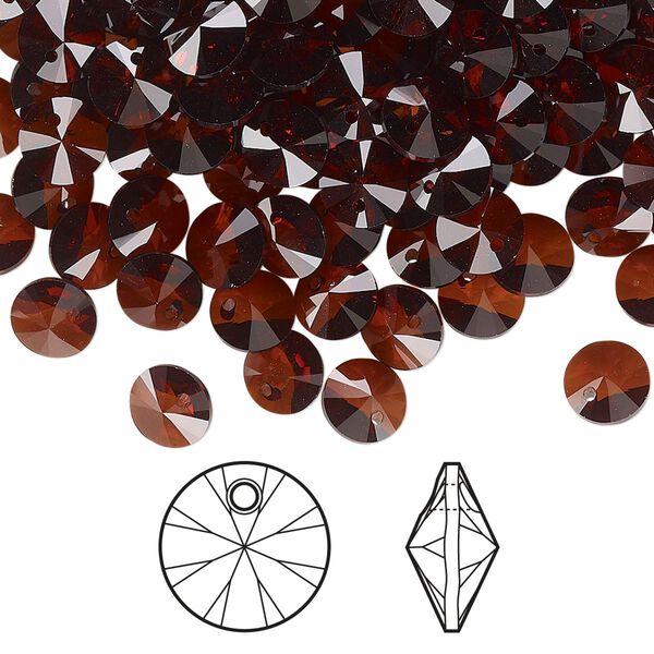 Drop 12pk smoked amber, Crystal Passions® 6mm pendant mini disk 6428 image number 0
