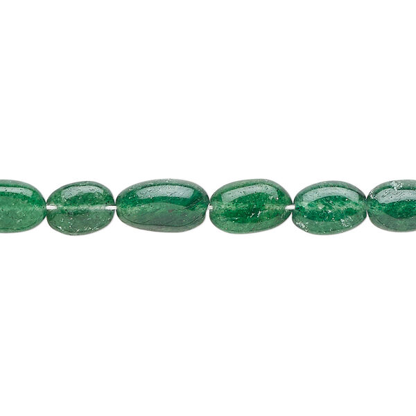 Emerald green aventurine 1pkg1, hand-cut flat oval bead natural 15.5-16 inch 7x6mm-10x8mm image number 0