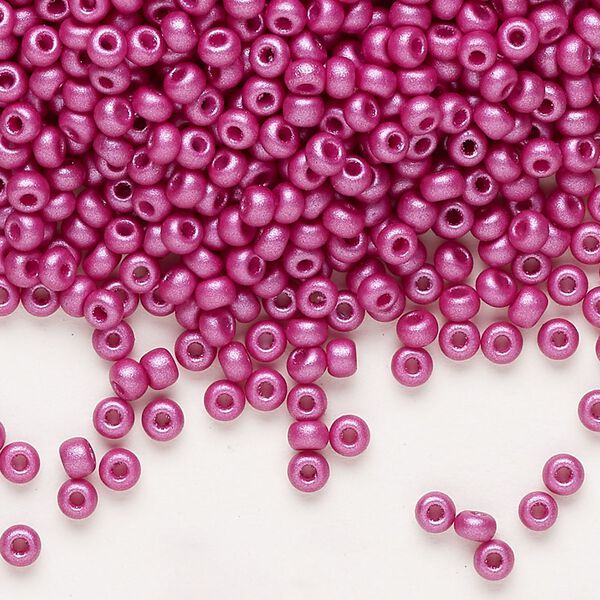 Seed bead, Preciosa Ornela Czech glass, pkg/50g, #8 rocaille, opaque PermaLux dyed purple chalkwhite, (22013). image number 0