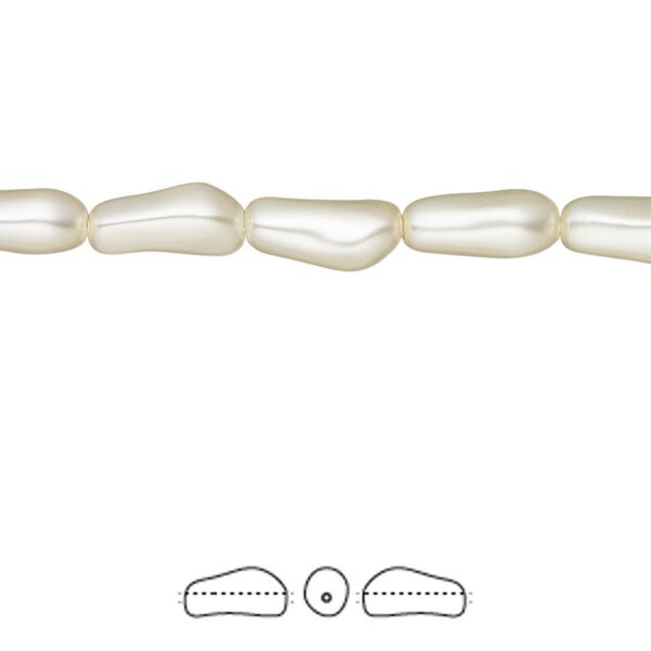 Pearl 250pk cream, Swarovski® 10x4mm baroque elongated 5844 image number 0
