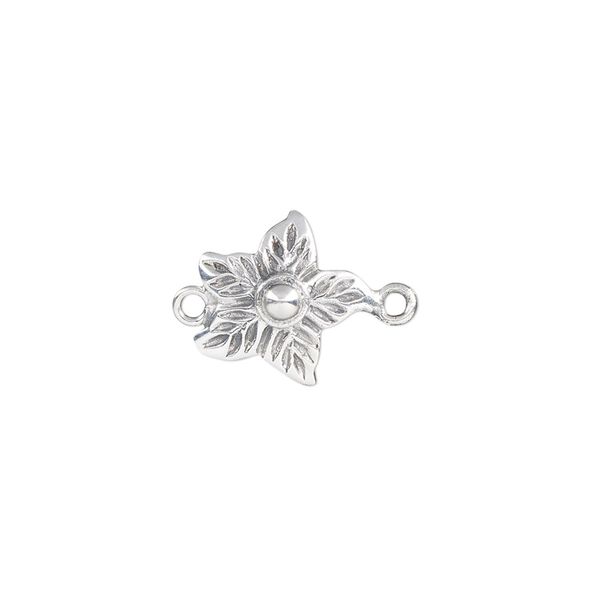 Link, antiqued sterling silver, 13mm single-sided flower. Sold individually. image number 0