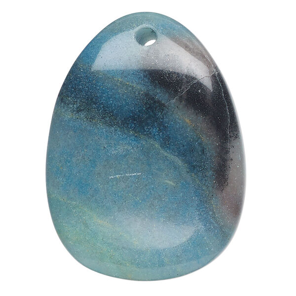 Trolleite 1pkg1, top-drilled wavy teardrop focal natural 40x20mm image number 0