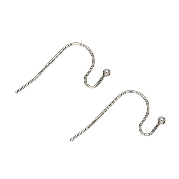 Ear wire, stainless steel, 8mm fishhook with 2mm ball, 21 gauge. Sold per pkg of 50 pairs. image number 0