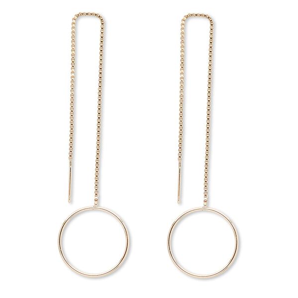 Ear thread, 14Kt gold-filled, 4-1/2 inch chain with 19.5mm hoop. Sold per pair. image number 0