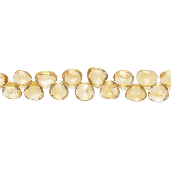 Citrine 1pkg1, hand-cut top-drilled faceted puffed teardrop bead 8 inch 5-6mm image number 0