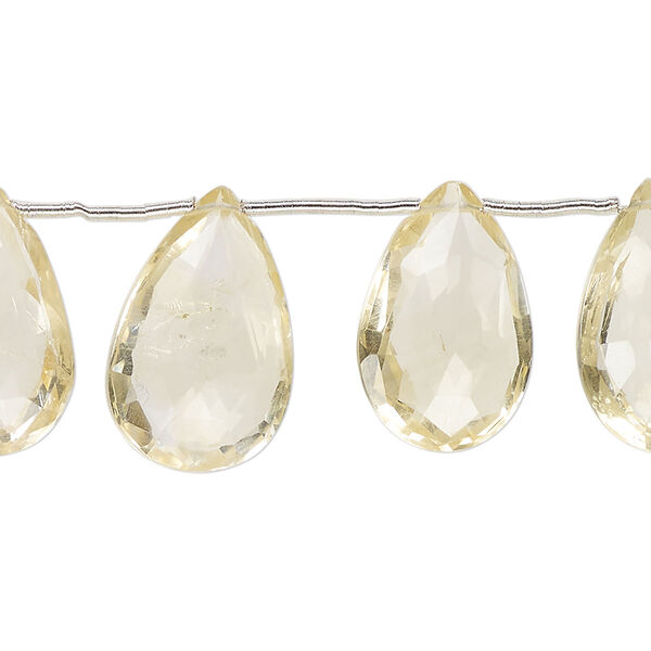 Citrine 1pkg13, hand-cut top-drilled faceted puffed teardrop bead graduated 14x11mm-21x13mm image number 0