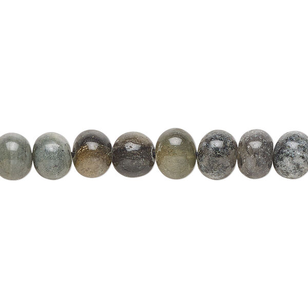 Bead, black spotted quartz (natural), 6x4mm-7x5mm hand-cut rondelle and 6-7mm uneven round, C grade, Mohs hardness 7. Sold per 14-inch strand, approximately 65 beads. image number 0