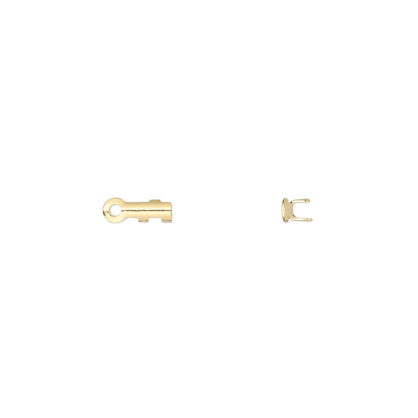 Cord end, fold-over, gold-plated brass, 7x2mm tube, 1.5mm inside diameter. Sold per pkg of 500. image number 0
