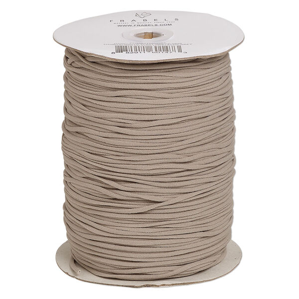 Cord, elastic, grey, 3mm round, 35-pound test. Sold per 250-meter spool. image number 0