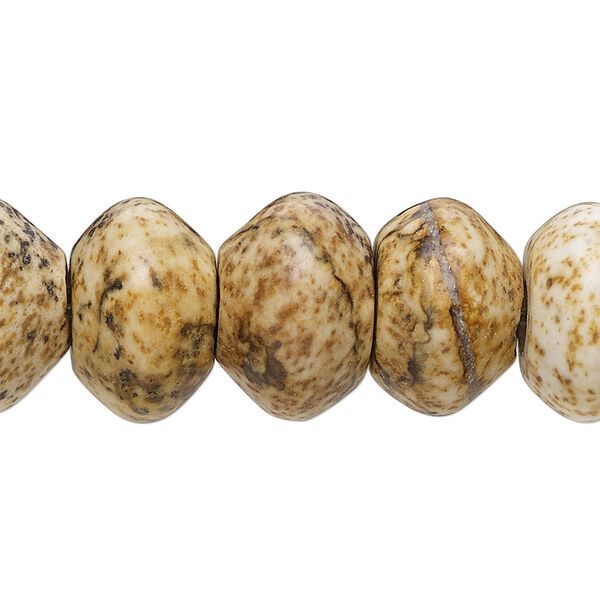 Picture jasper 1pkg10, saucer bead natural 8x5mm image number 0